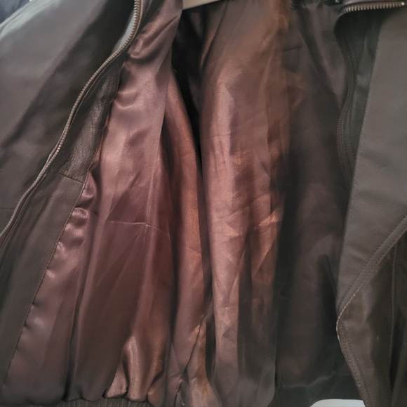 Wilson Leather Expert Brown Leather Bomber Biker Jacket Coat Men Extra Large XL - Picture 3 of 14